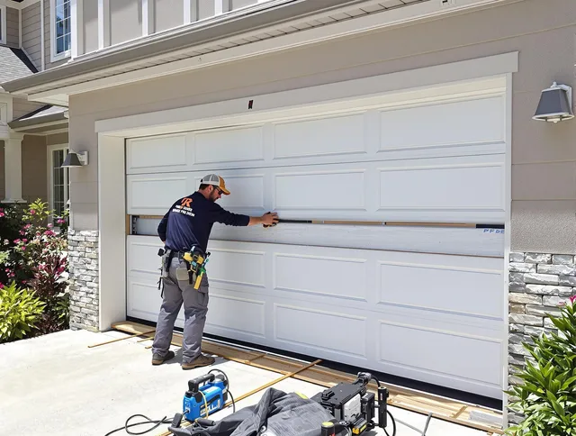 Palm Beach Gardens Garage Door Repair team performing complete garage door replacement at Palm Beach Gardens residence