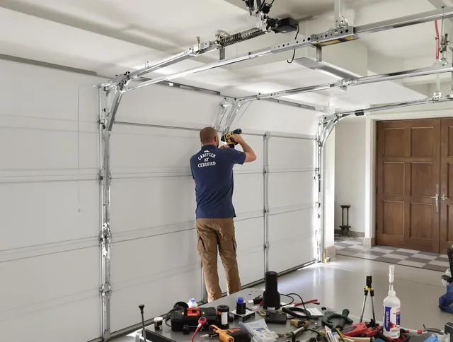 Palm Beach Gardens Garage Door Repair certified technician performing precision garage door repair in Palm Beach Gardens